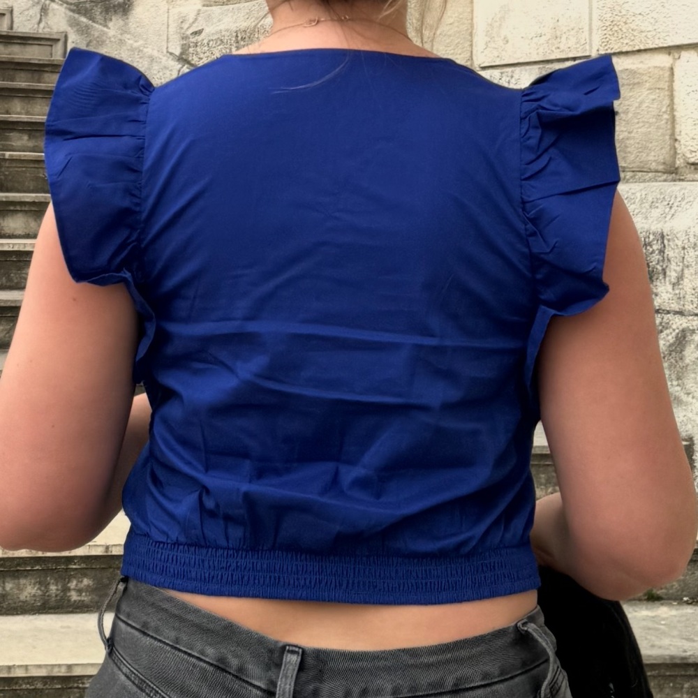 Express Royal Blue Ruffled Blouse - Picture 4 of 4
